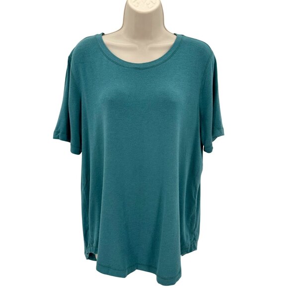 Matty M Womens Relaxed Fit Teal T-Shirt Size L Rayon & Spandex Blend - Picture 1 of 6